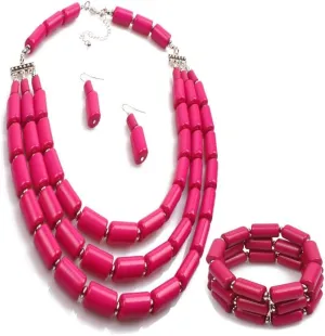 Bohemian style multilayer beaded Necklace   Earrings   Bracelet set for Women's and girls gifts