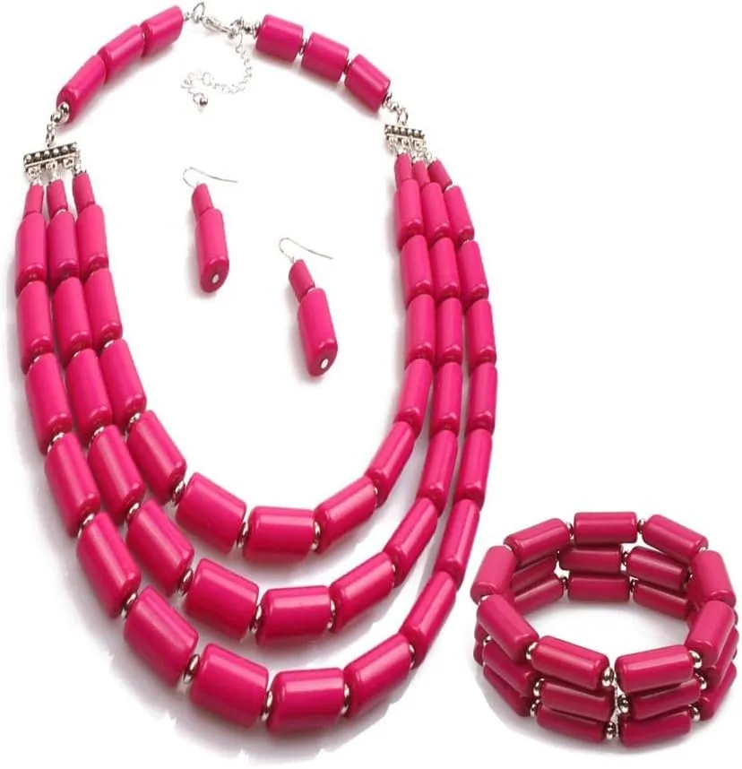 Bohemian style multilayer beaded Necklace   Earrings   Bracelet set for Women's and girls gifts