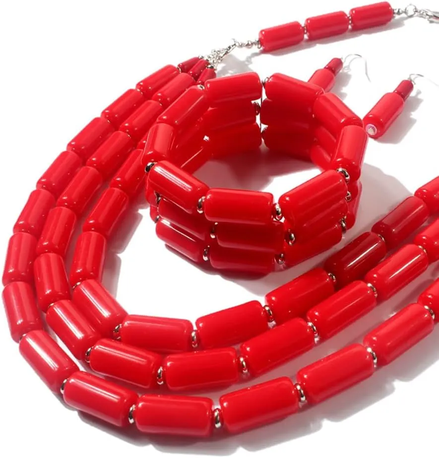 Bohemian style multilayer beaded Necklace   Earrings   Bracelet set for Women's and girls gifts