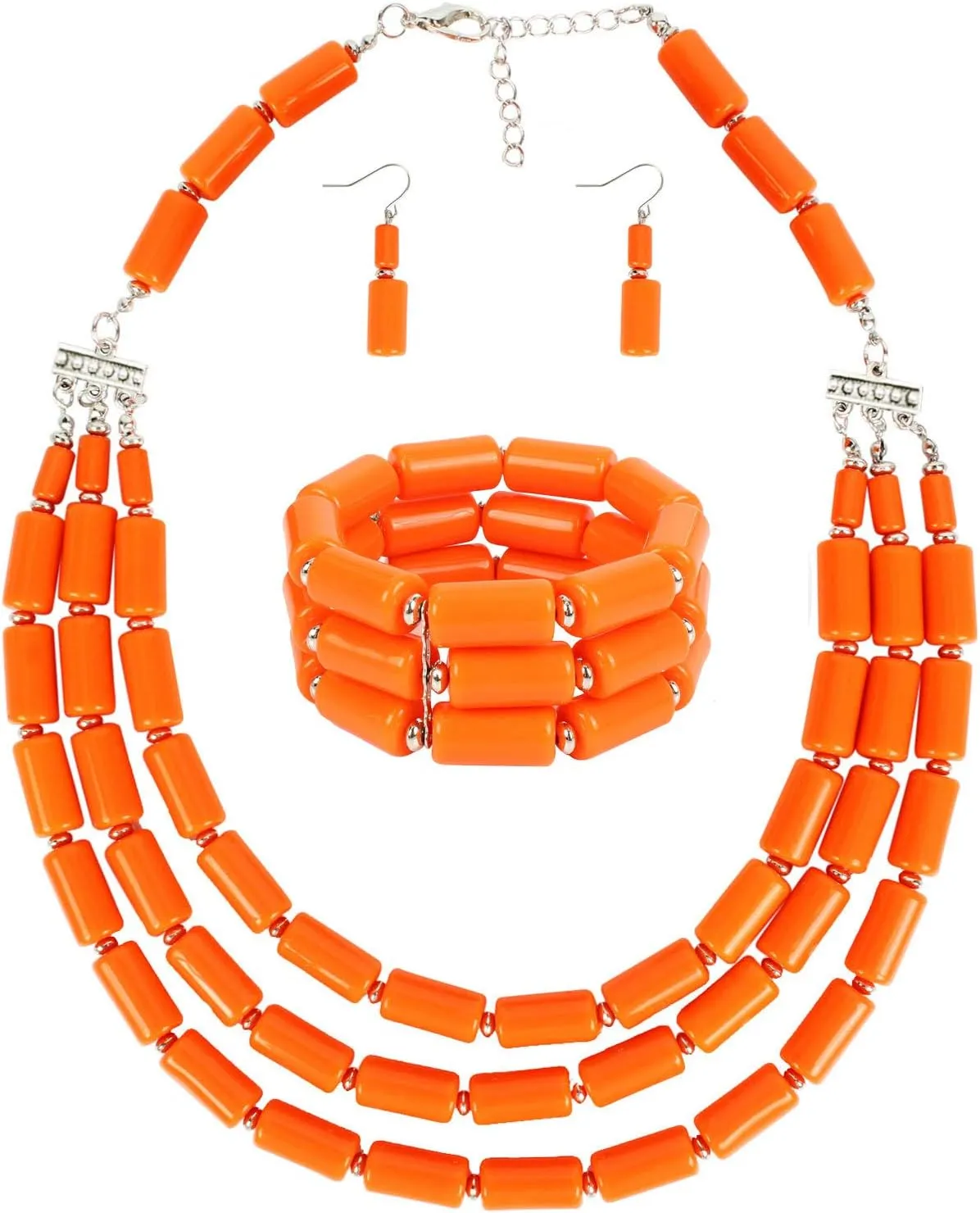 Bohemian style multilayer beaded Necklace   Earrings   Bracelet set for Women's and girls gifts