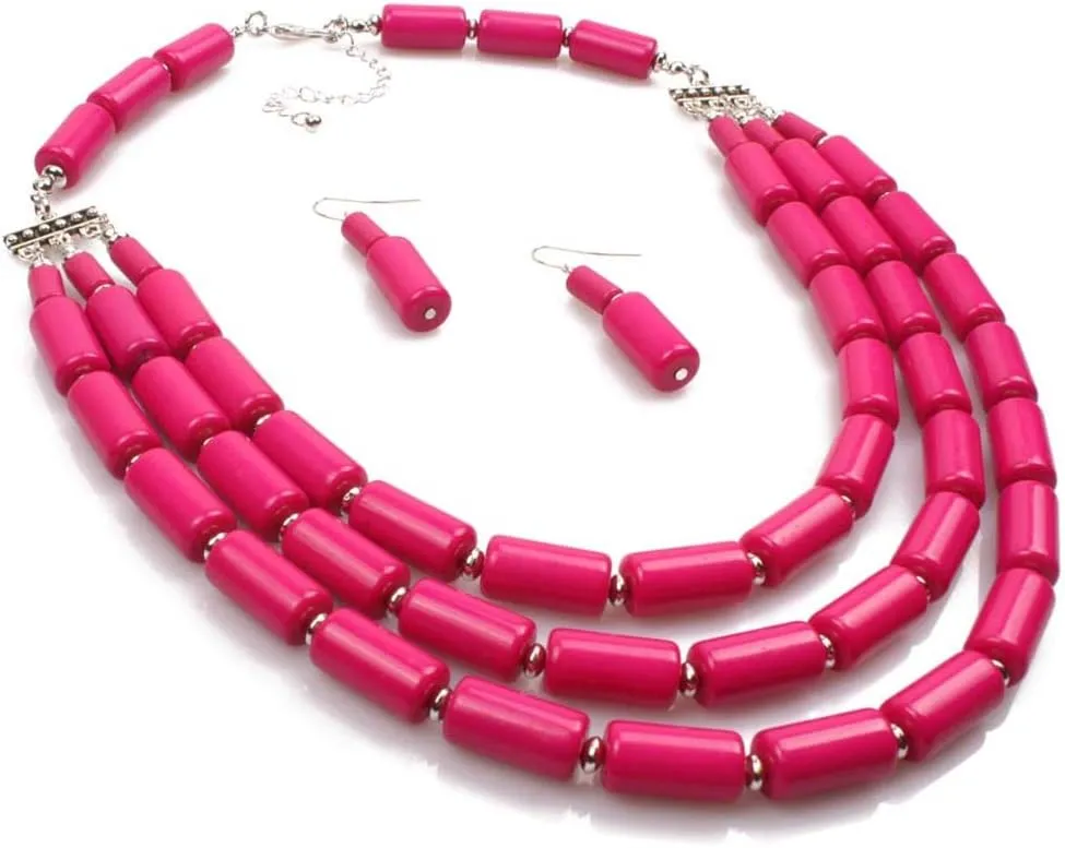 Bohemian style multilayer beaded Necklace   Earrings   Bracelet set for Women's and girls gifts