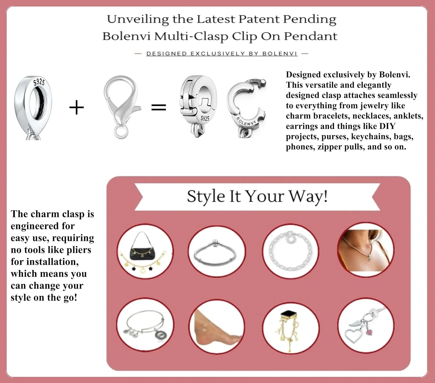 Bolenvi Realistic Flowers Open Clasp Clip On Pendant, Jewelry for Mother's Day, Calla Lily Gold Accent, 925 Sterling Silver Charms Compatible With Pandora & Other Charm Bracelets/Necklaces