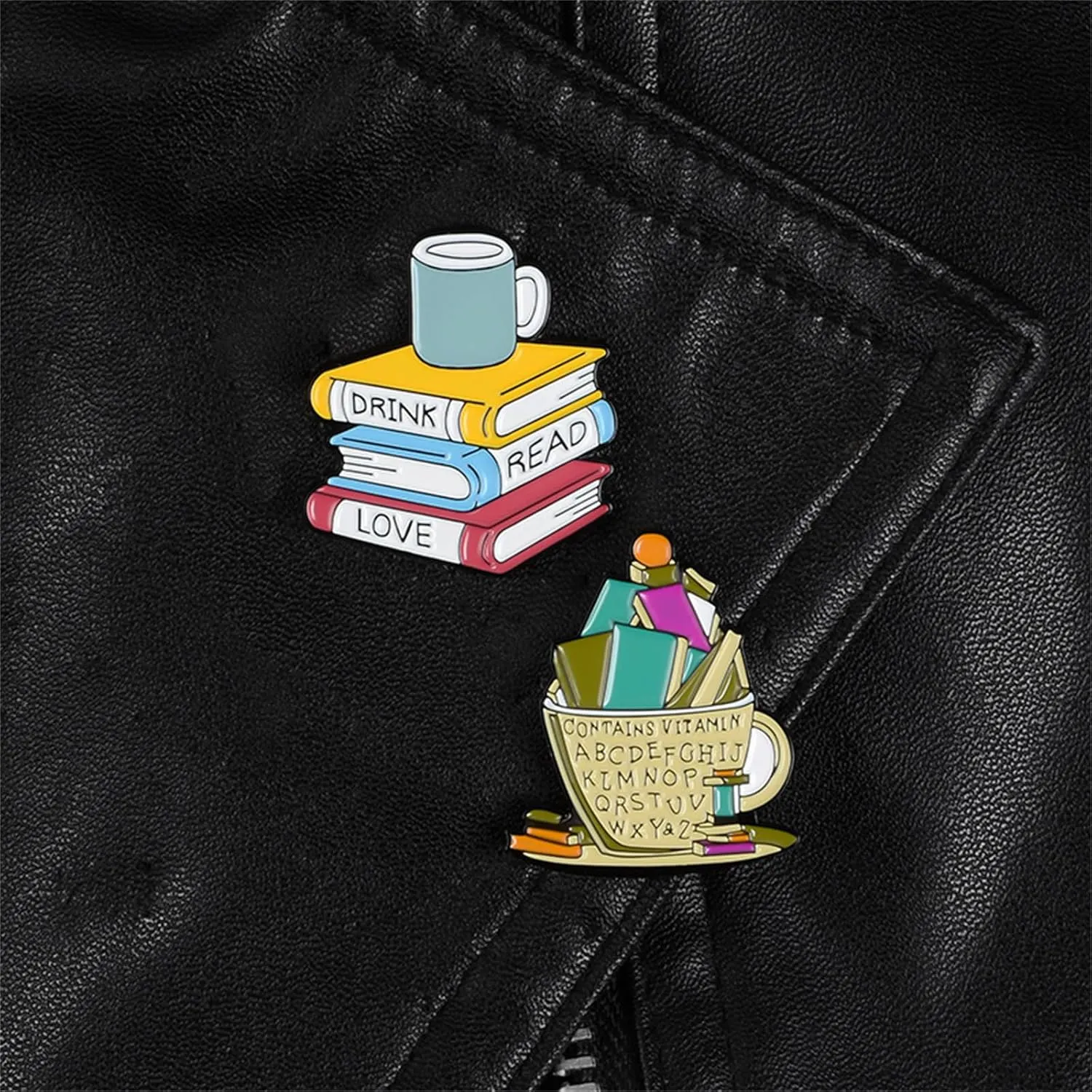 Book Brooch Pins Creative Enamel Cartoon Reading Books Literature Coffee Flowers Metal Badges Backpacks Clothing Jackets Lapel Pin Brooches for Women Teachers Students Bookworm Book Lovers Jewelry