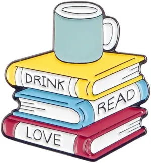 Book Brooch Pins Creative Enamel Cartoon Reading Books Literature Coffee Flowers Metal Badges Backpacks Clothing Jackets Lapel Pin Brooches for Women Teachers Students Bookworm Book Lovers Jewelry