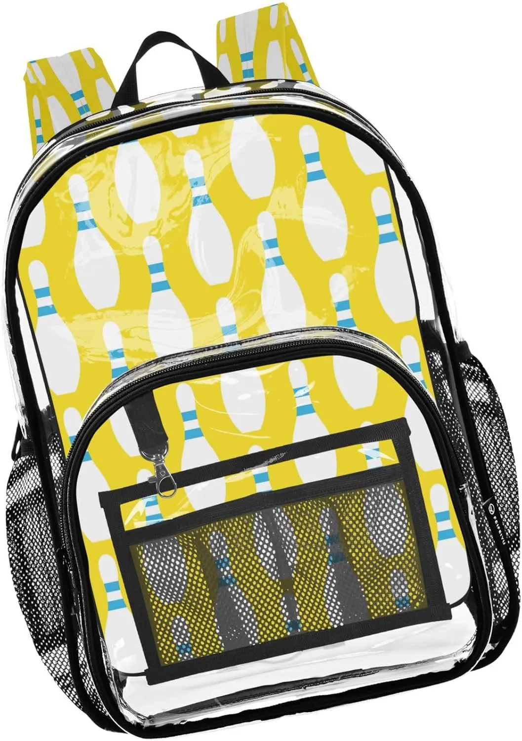 Bowling Ball Yellow Kids Clear Backpack for School Transparent Bookbag PVC Backpacks See Through Bag for Boys Girls