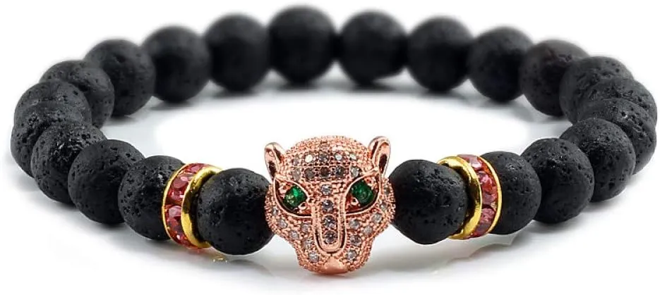 Bracelet Men Black Lava Healing Balance Beads Reiki Buddha Prayer Natural Stone Yoga Bracelet For Women,Rose color style 2
