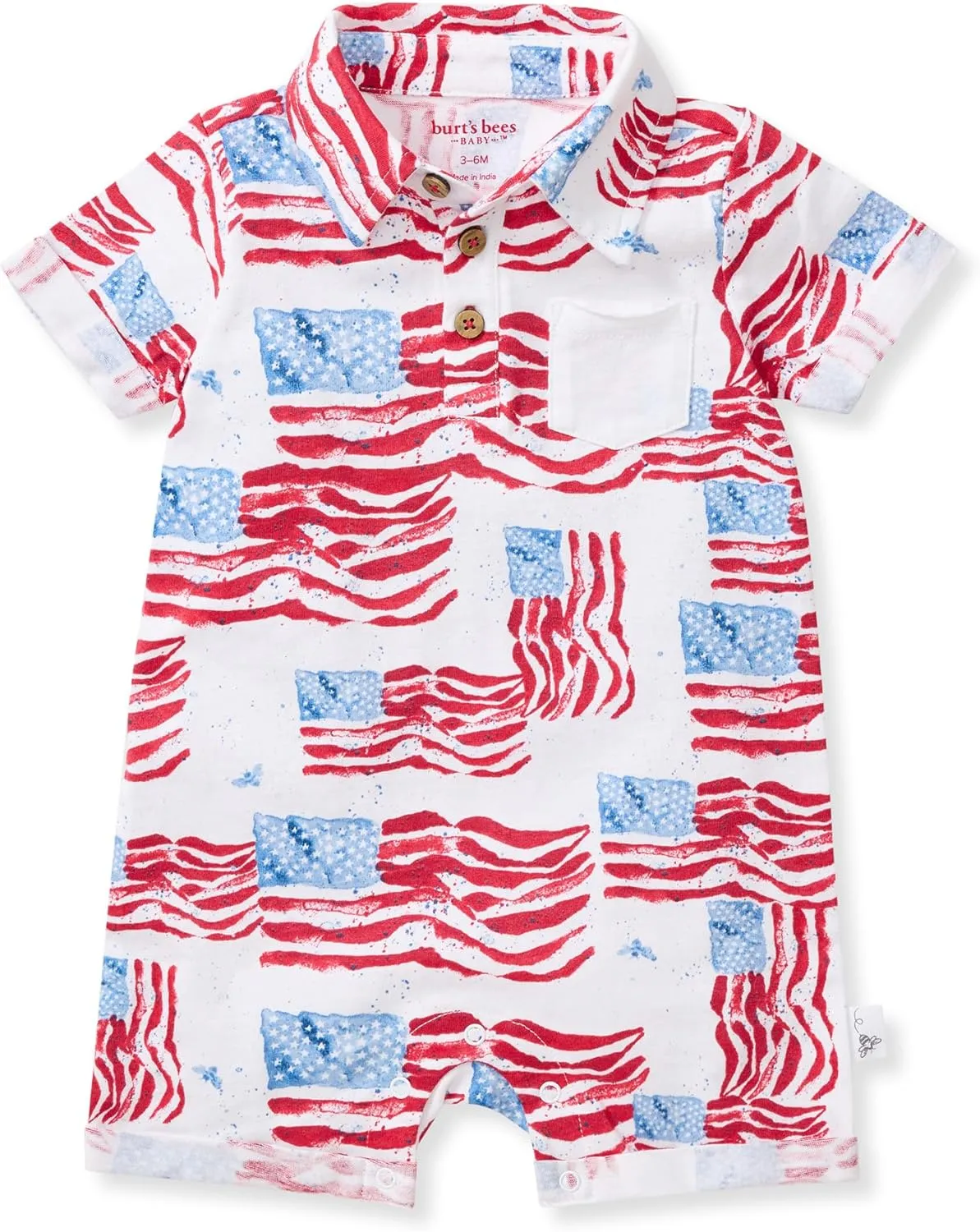 Burt's Bees Baby baby-boys Short Sleeve Rompers, 100% Organic Cotton One-piece Coverall and Layette Set