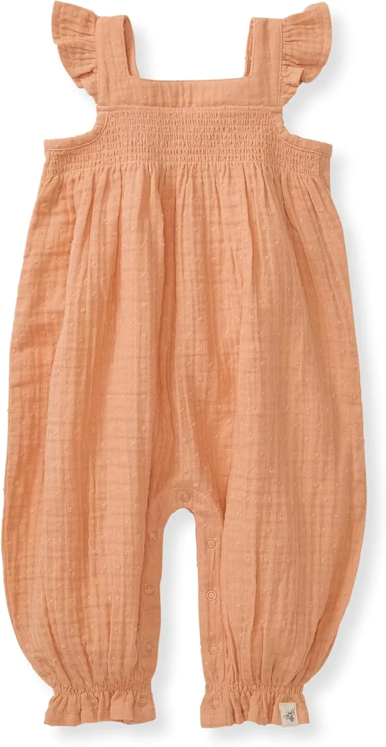Burt's Bees Baby baby-girls Jumpsuit, 100% Organic Cotton One-piece Sleeveless Outfit Coverall