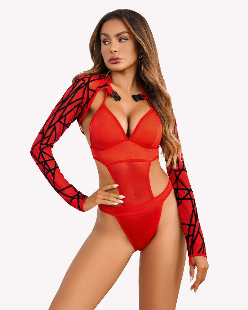 Butterfly Rave Outfits Bodysuit Crop Top Set