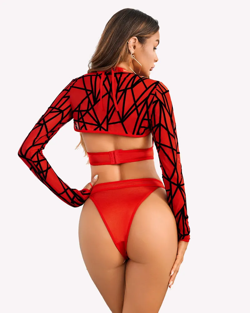Butterfly Rave Outfits Bodysuit Crop Top Set