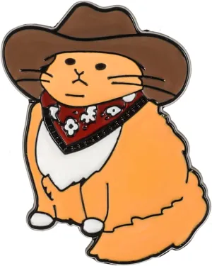 Cat Enamel Pin Cute Cowboy Brooch Alloy Cartoon Animal Lapel Pins Funny Cat Clip Decoration Badges for Backpacks Clothes Jackets Bags Hats Christmas Valentine's Day Halloween