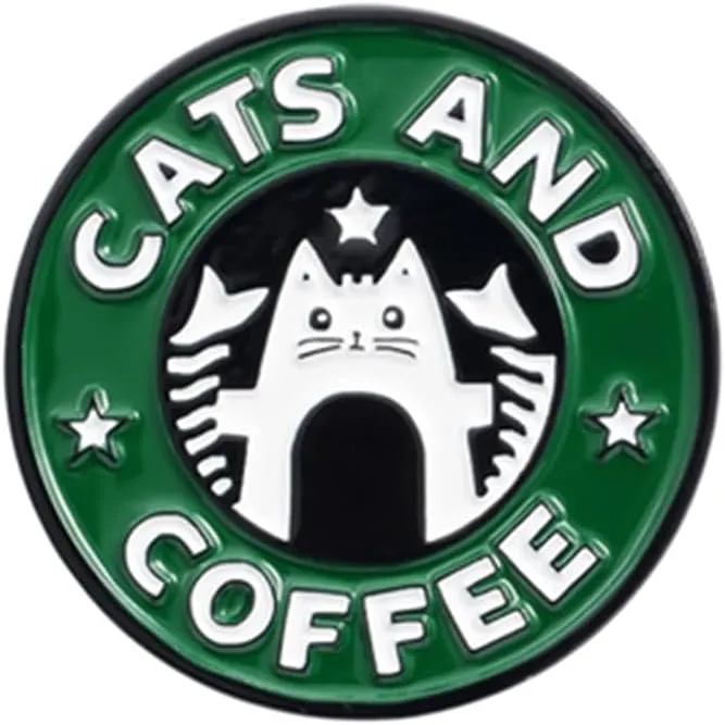 Cats Coffee Enamel Pin Cat Cafe Brooches Badges Bag Jeans shirt Bag Cute Brooches Lapel Pin Buckle Cute Animal Jewelry Gift for Friends