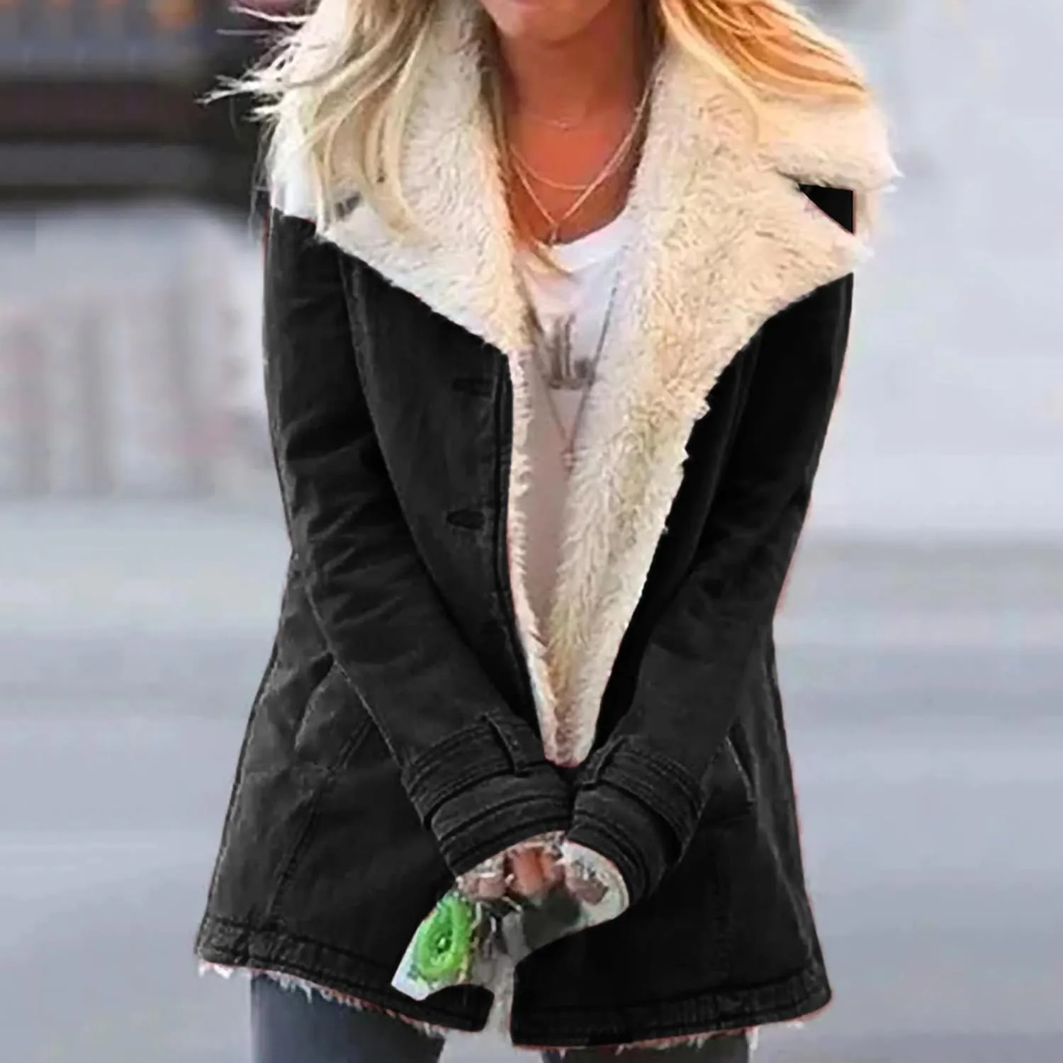 Ceboyel Womens Fleece Winter Jacket Fuzzy Sherpa Lined Coats Stand Collar Open Front Cardigan Trendy Warm Outerwear 2023