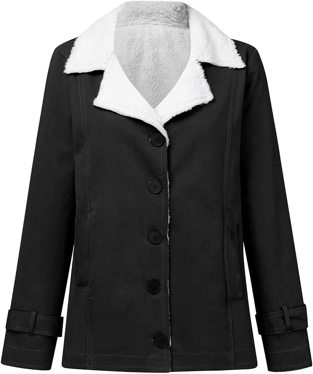 Ceboyel Womens Fleece Winter Jacket Fuzzy Sherpa Lined Coats Stand Collar Open Front Cardigan Trendy Warm Outerwear 2023