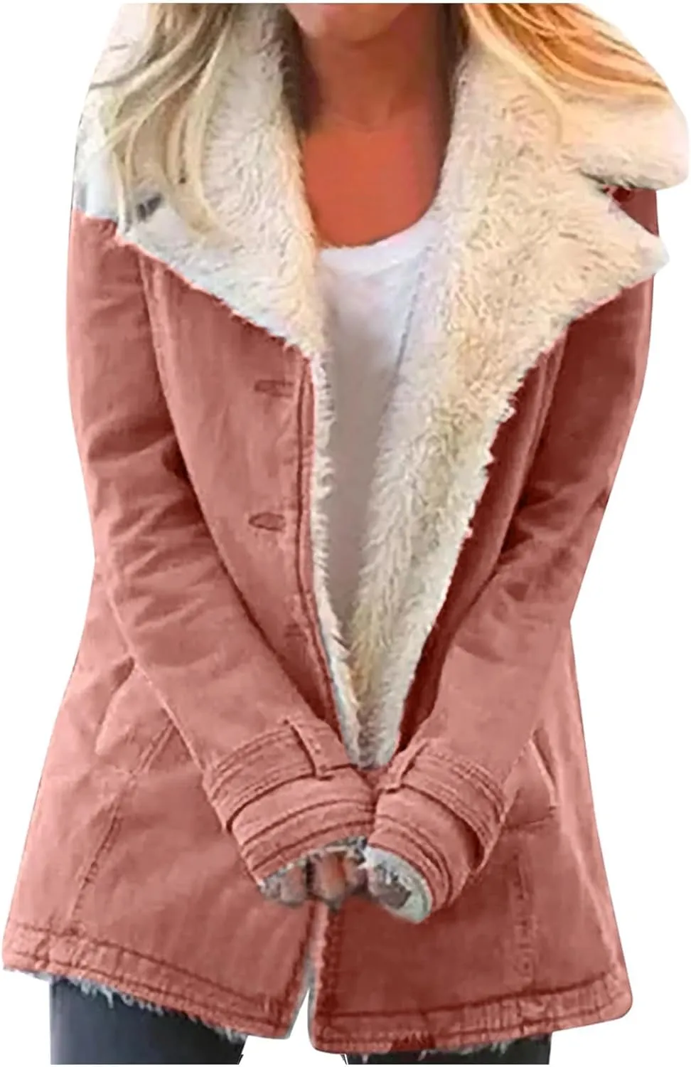 Ceboyel Womens Fleece Winter Jacket Fuzzy Sherpa Lined Coats Stand Collar Open Front Cardigan Trendy Warm Outerwear 2023