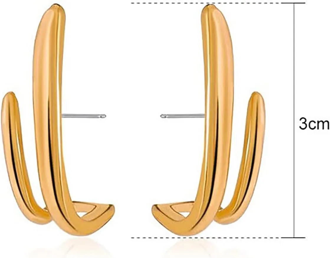 Chain Earrings for Women Double Hoop Link Drop Dangle Earrings Gold Huggie Hoop Earrings Paperclip Stud Earrings for Prom Jewellery Present