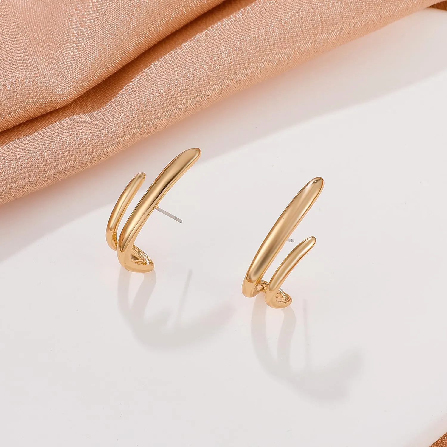 Chain Earrings for Women Double Hoop Link Drop Dangle Earrings Gold Huggie Hoop Earrings Paperclip Stud Earrings for Prom Jewellery Present