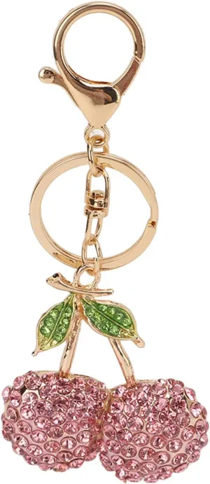 Cherry Keychain Pendants, Rhinestones Key Ring Cute Fashion Hanging Pendants Car Rhinestones Pendant for Decor