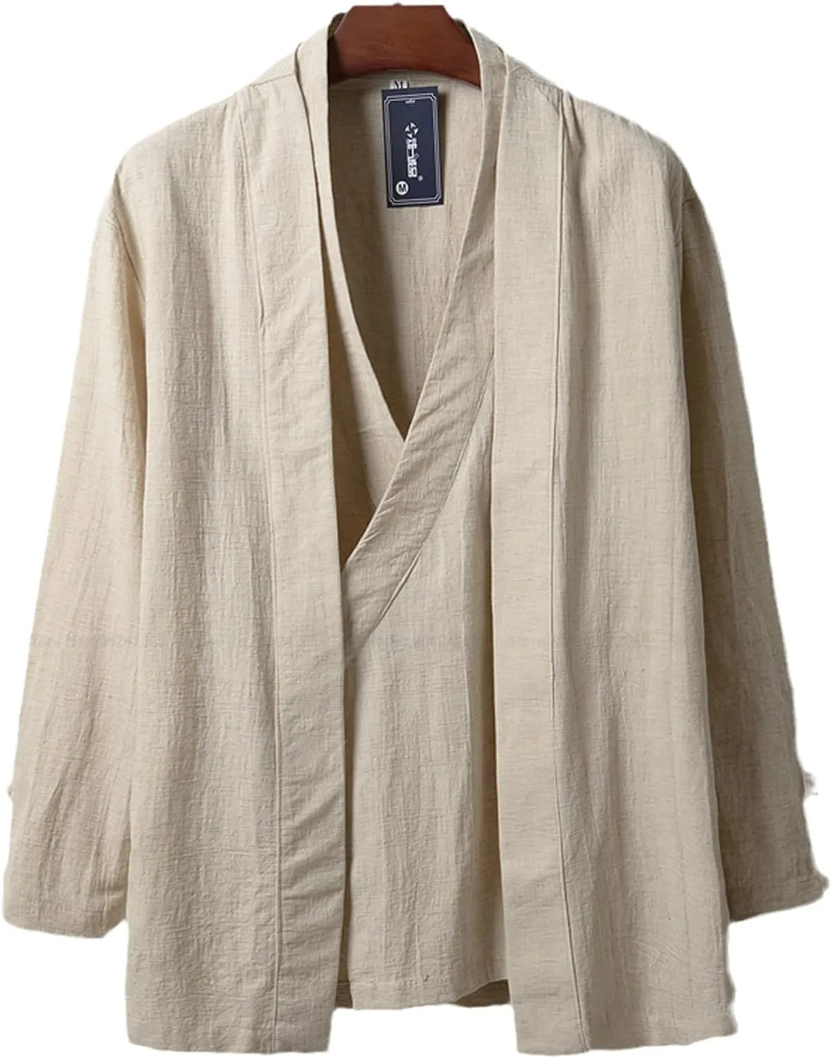 Chinese Style Men Linen Hanfu Cardigan Tops Zea Tea Kung Fu Shirts Japanese Kimono Jackets Coats Robe Oriental Clothing