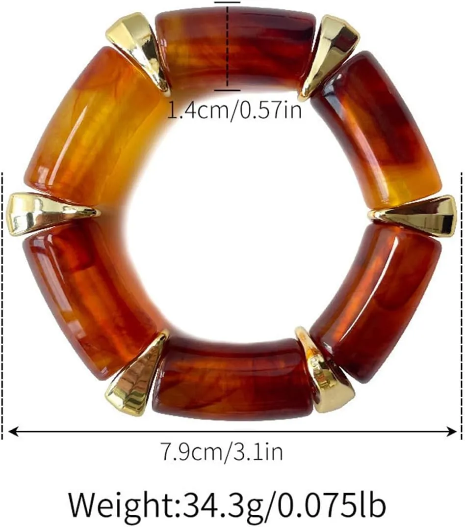 Chunky Gold Bracelets for Women Acrylic Wrap Bracelets Resin Gold Stretch Bangle Punk Jewelry