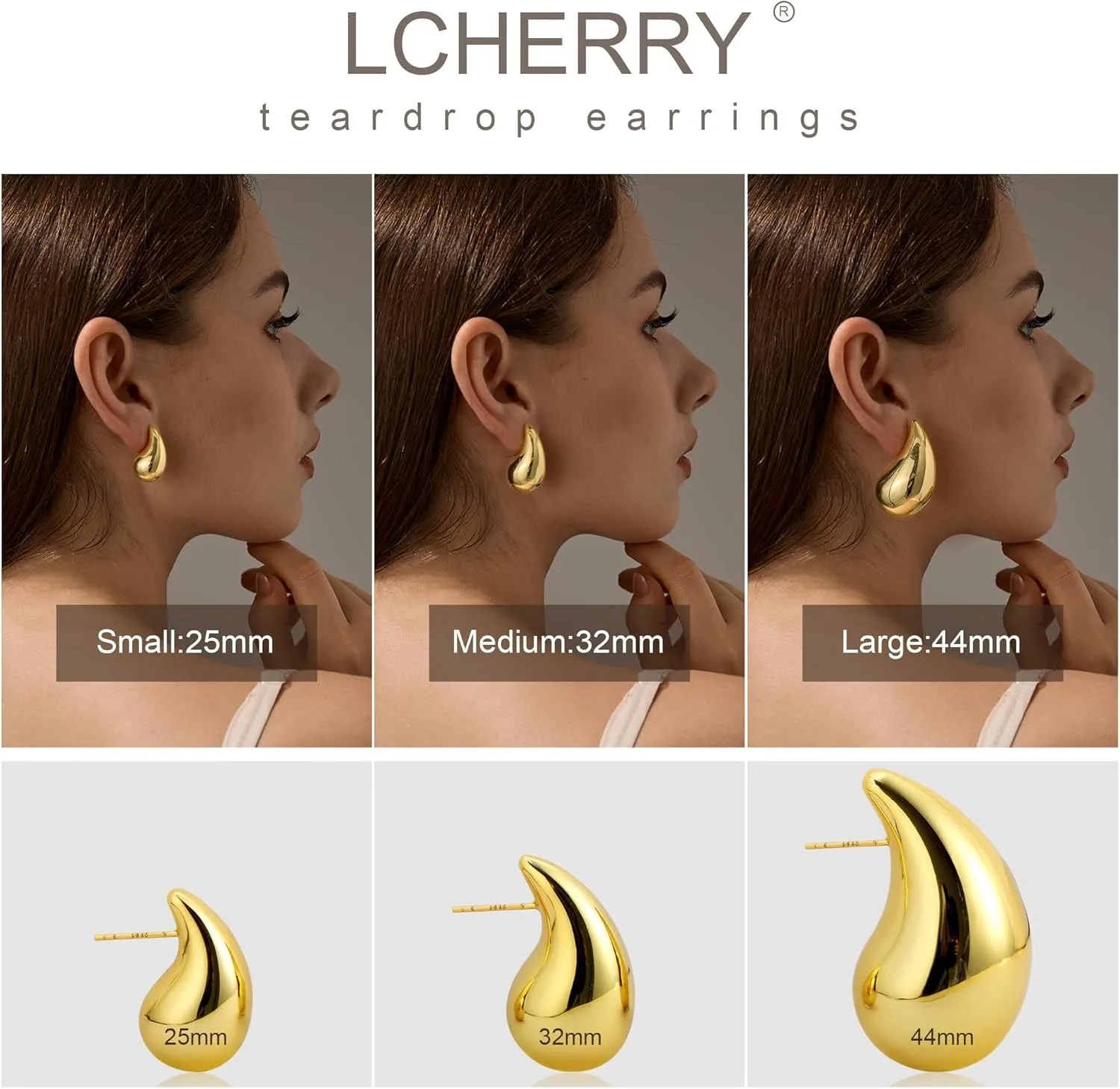Chunky Gold Hoop Earrings for Women Lightweight Teardrop Dupes Earrings 925 Sterling Silver Post Large Drop Earrings Gold Plated Waterdrop Earrings Trendy Jewelry for Women