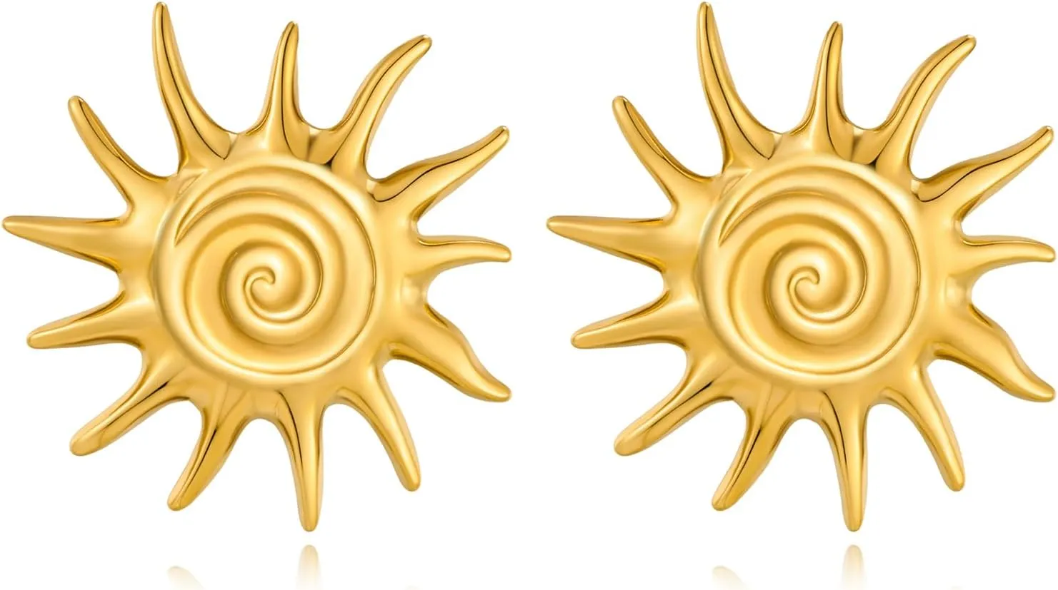 Chunky Gold Stud Earrings for Women Trendy Sun Earrings Hypoallergenic Earrings Fashion Jewelry