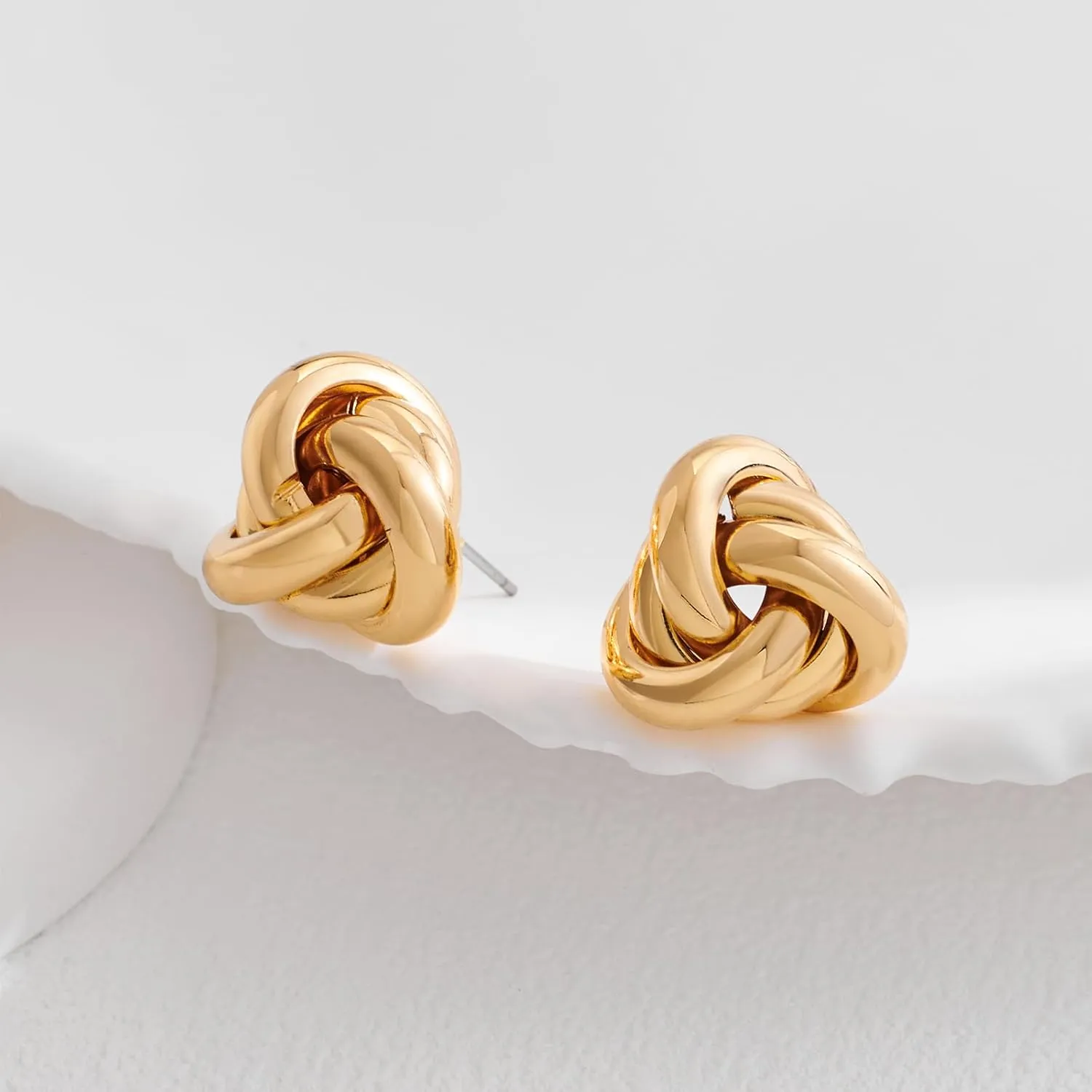 Chunky Gold/Silver Earrings Large Knot Earrings Love Knot Stud Earrings Geometric Dangle Drop Earrings for Women