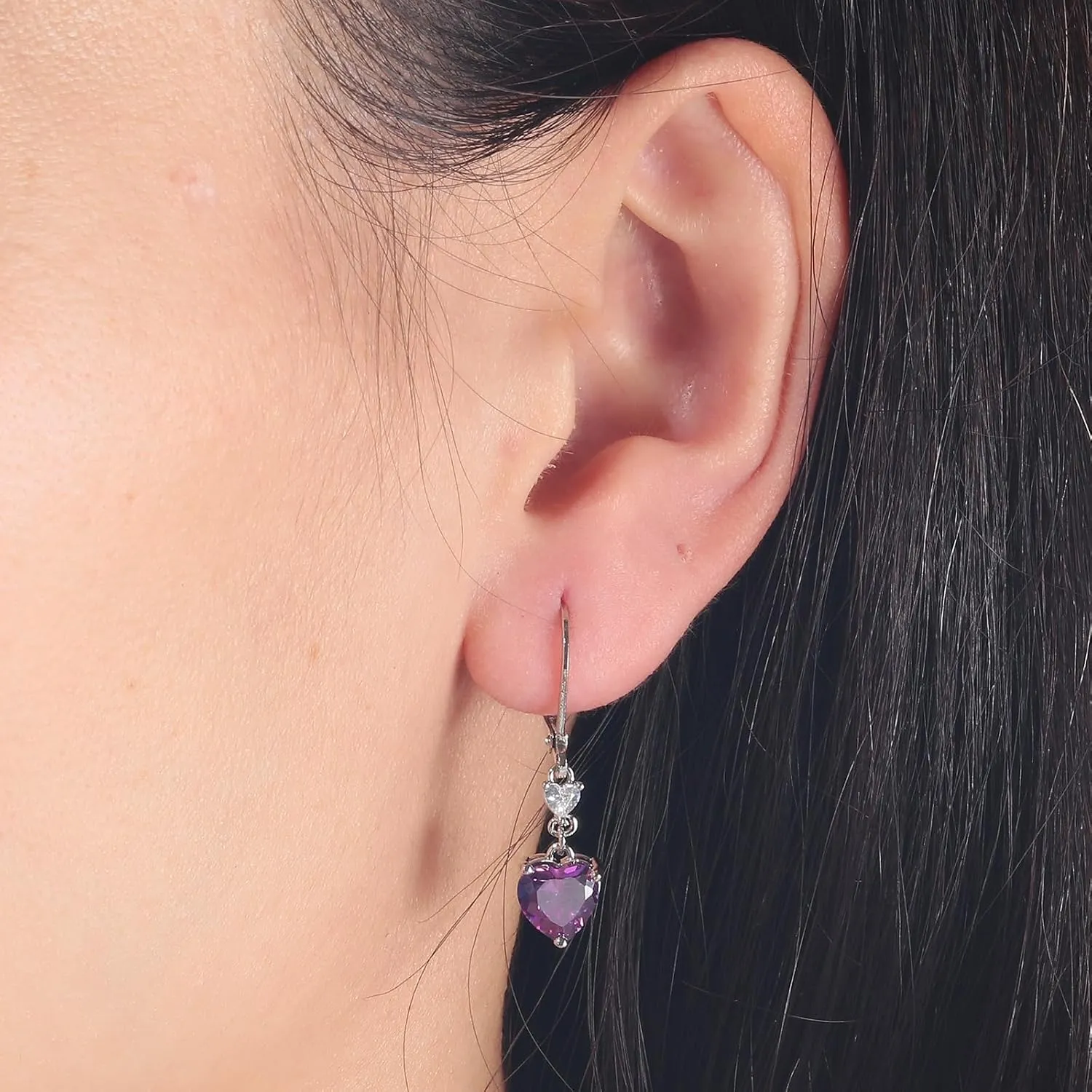 CiNily Heart-Cut Drop Dangle Earrings for Women 14K White Gold Plated Cubic Zirconia Simulated Diamond Dangle Earrings Jewelry Gifts for Mothers Day Weddings Birthday Party