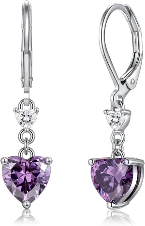 CiNily Heart-Cut Drop Dangle Earrings for Women 14K White Gold Plated Cubic Zirconia Simulated Diamond Dangle Earrings Jewelry Gifts for Mothers Day Weddings Birthday Party