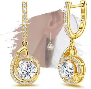 Classic Hoop Earrings for Women with Dangle - Sterling Silver Hypoallergenic Cubic Zironcia Dangling Hoop Earrings for Sensitive Ears Fashion Lightweight Loop Earring Gift for Mom Wife