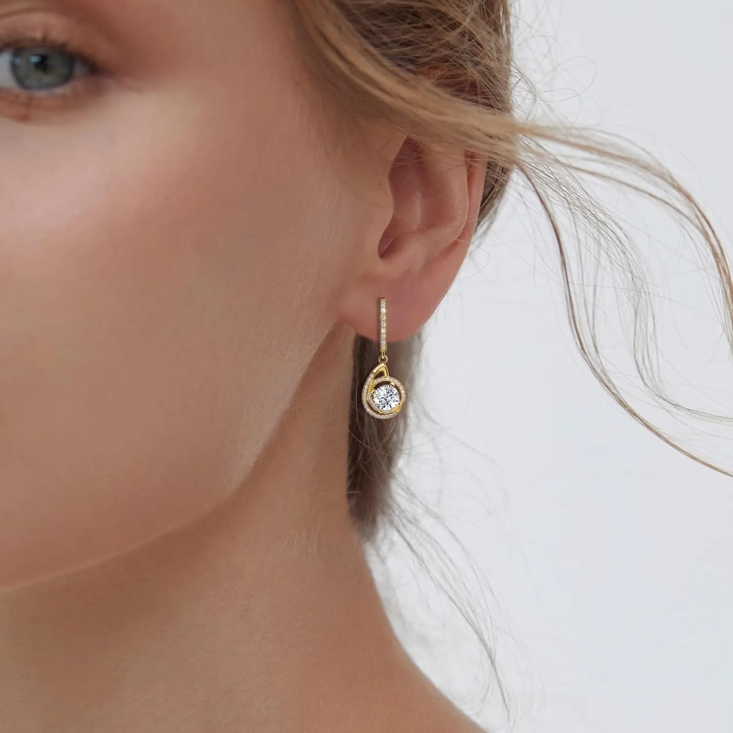Classic Hoop Earrings for Women with Dangle - Sterling Silver Hypoallergenic Cubic Zironcia Dangling Hoop Earrings for Sensitive Ears Fashion Lightweight Loop Earring Gift for Mom Wife