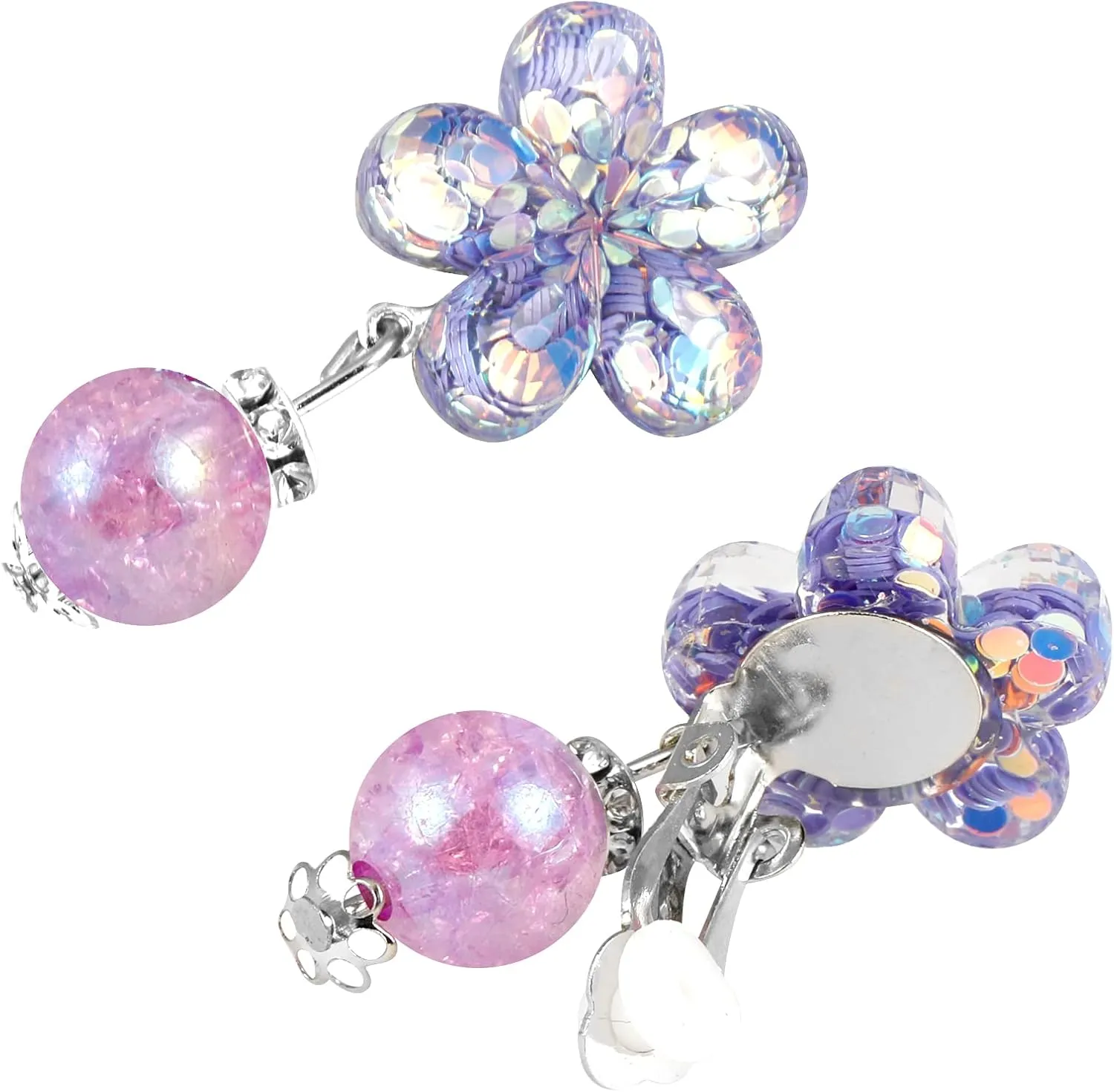 Clip On Earrings Hypoallergenic Clips Earrings Sets Suitable for Ages 4-12 Little Girls, Cute Small Clips On Earrings Jewelry Gifts Set
