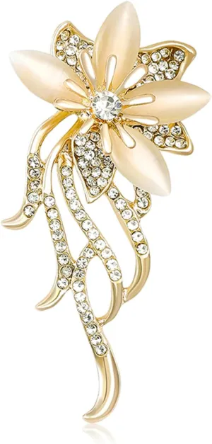 coadipress Crystal Flower Brooches Pins for Women Pink Zirconia Rhinestone Flower Floral Brooches Pins Dainty Elegant Bouquets Costume Jewelry Gifts