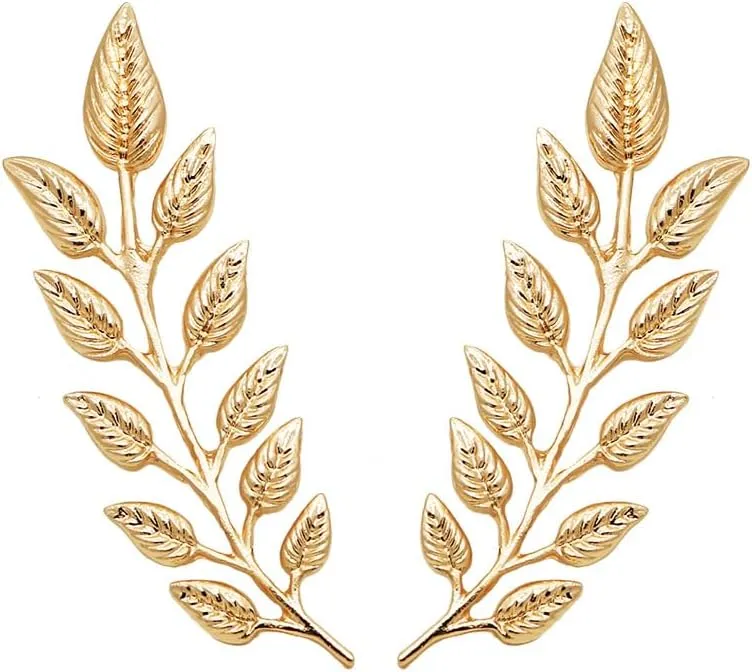 coadipress Gentlemen Gold Silver Leaf Brooches Simple Elegant Retro Double Leaf Collar Pin Brooch Gold Silver Plant Leaves Brooches