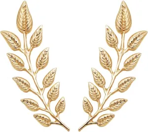 coadipress Gentlemen Gold Silver Leaf Brooches Simple Elegant Retro Double Leaf Collar Pin Brooch Gold Silver Plant Leaves Brooches