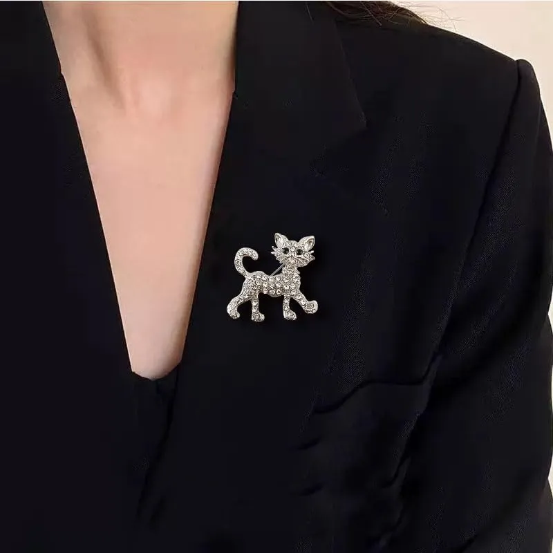 coadipress Rhinestone Cat Brooch Pin for Women Girls Cute Crystal Kitten Pin Classic Elegant Animal Cat Brooch Corsage Sparkly Lapel Pin Clothing Dainty Accessories Jewelry for Cat Lovers