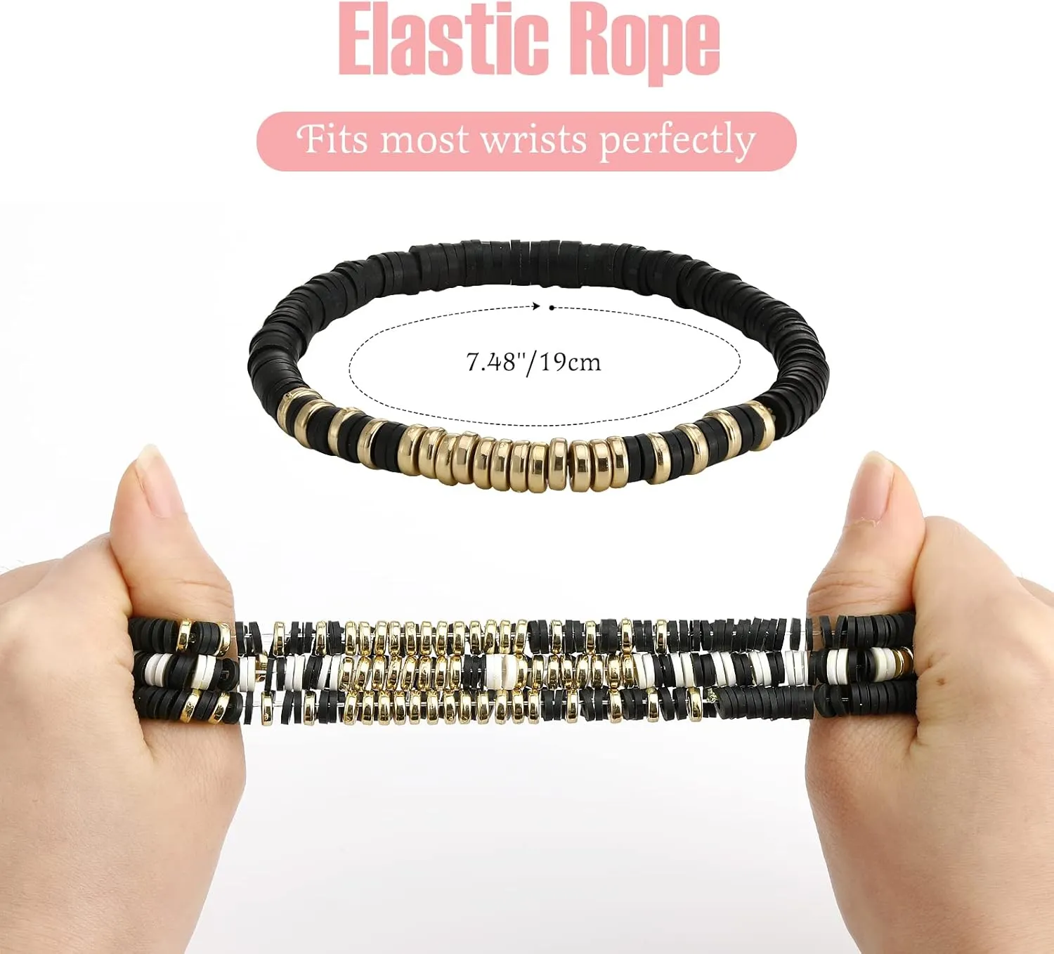 Colorful Stretch Bracelet Stack Boho Beaded Bracelet Set Heishi Surfer Bracelet Stackable Y2K Trendy Jewelry Friendship Multiple Set Women Fans