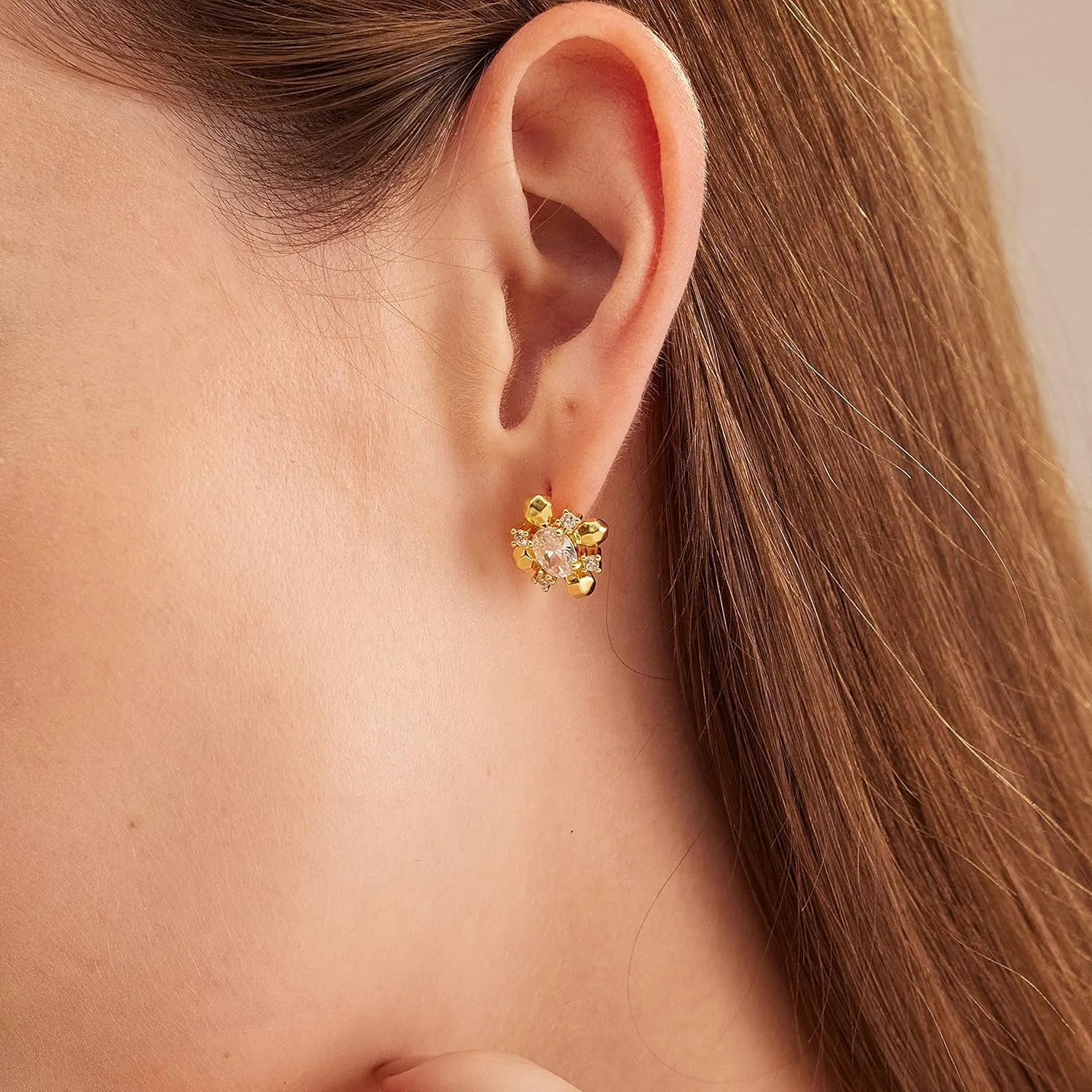 C.Paravano 18K Gold Earrings Studs Stud Earrings for Women Hypoallergenic Earring for Women Flatback Stud Earrings Stud Earrings Gold