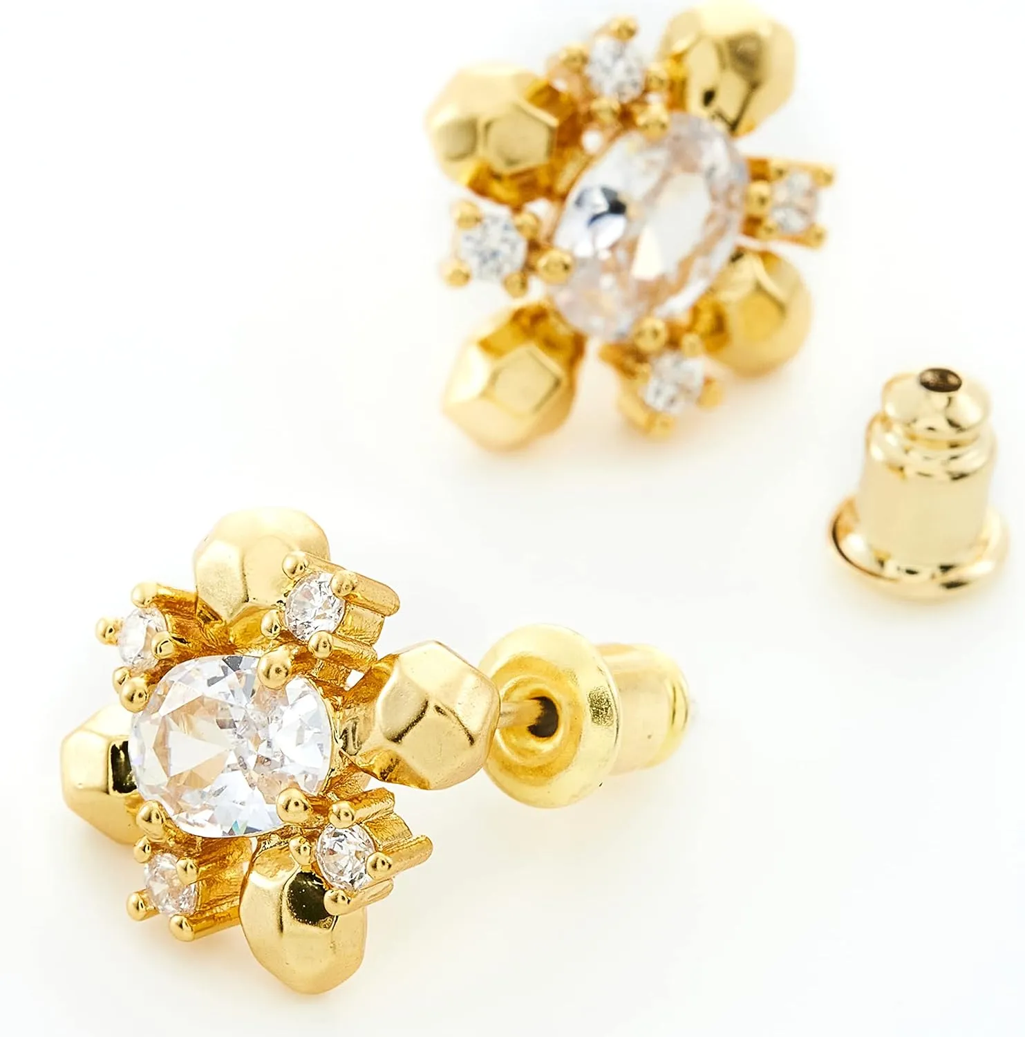 C.Paravano 18K Gold Earrings Studs Stud Earrings for Women Hypoallergenic Earring for Women Flatback Stud Earrings Stud Earrings Gold