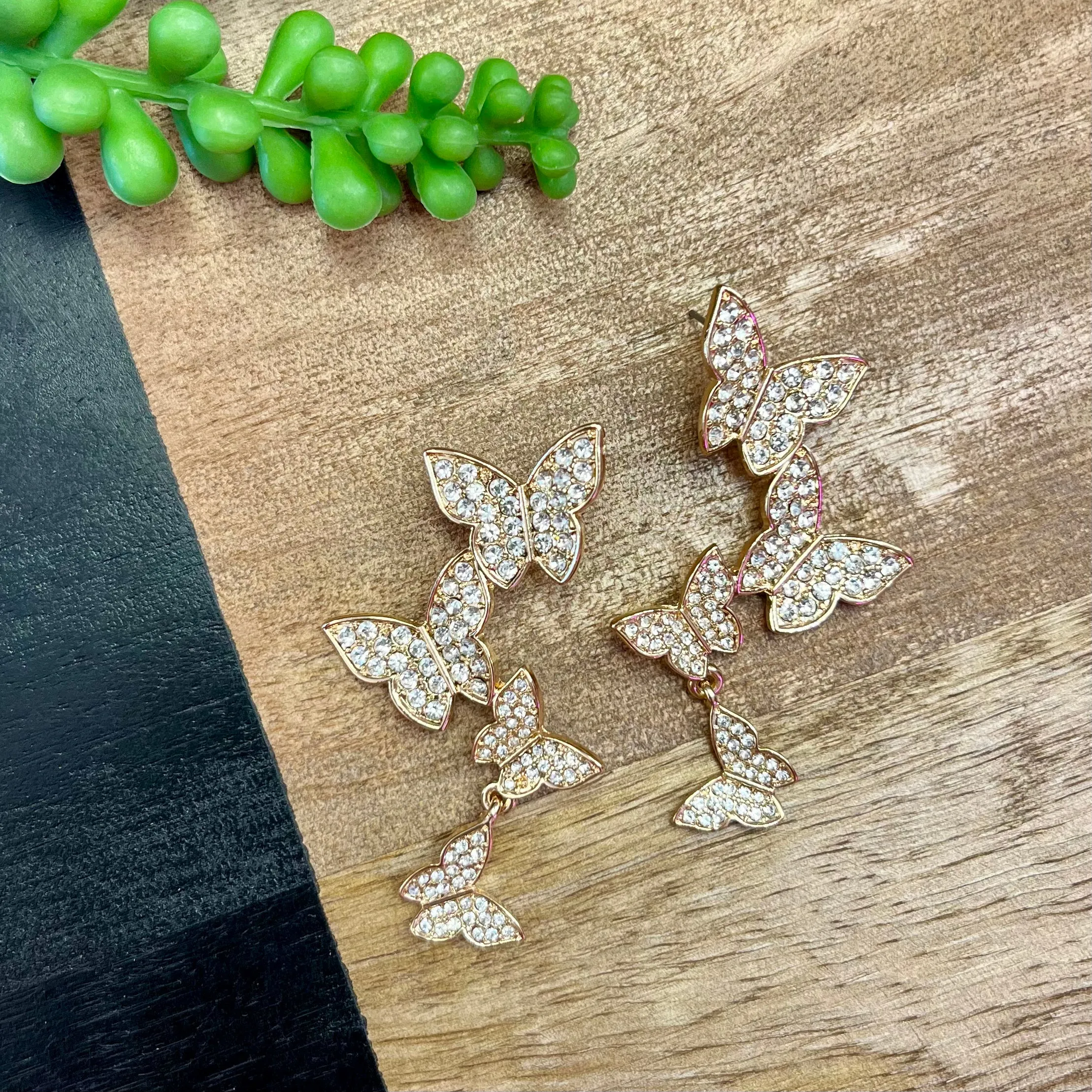 Crystal Butterfly Dangle Earrings