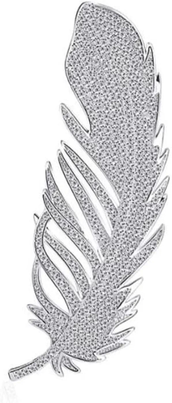 Crystal Feather Brooch Pin for Women Men Rhinestones Lapel Pin Broches Feather Metal Brooch Clothing Accessory Jewelry Wedding Bridal Party