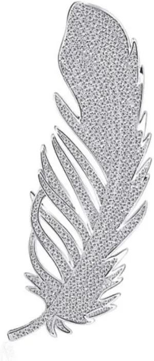 Crystal Feather Brooch Pin for Women Men Rhinestones Lapel Pin Broches Feather Metal Brooch Clothing Accessory Jewelry Wedding Bridal Party