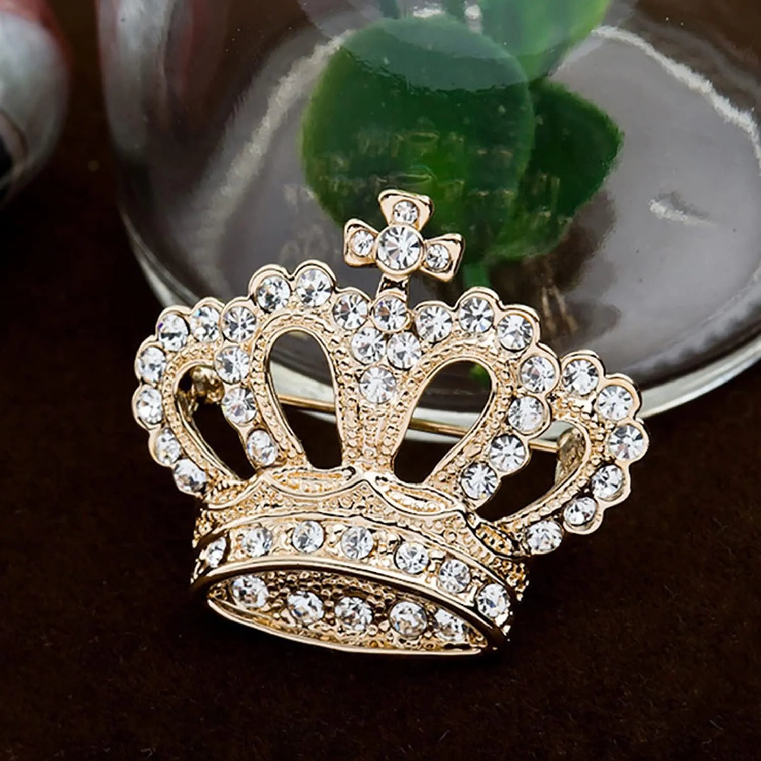 Crystal Rhinestone Princess Queen Brooch Pin Tiara Crown Brooches for Women Tiara for Wedding Party/Banquet/Birthday