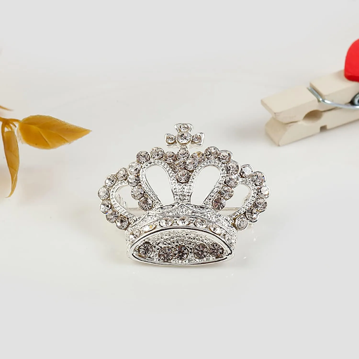 Crystal Rhinestone Princess Queen Brooch Pin Tiara Crown Brooches for Women Tiara for Wedding Party/Banquet/Birthday