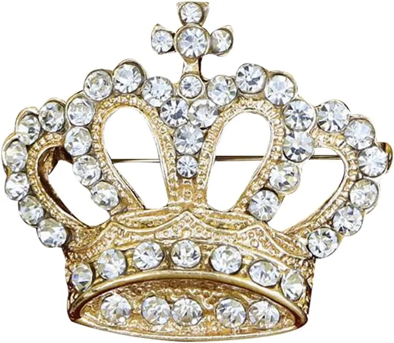Crystal Rhinestone Princess Queen Brooch Pin Tiara Crown Brooches for Women Tiara for Wedding Party/Banquet/Birthday