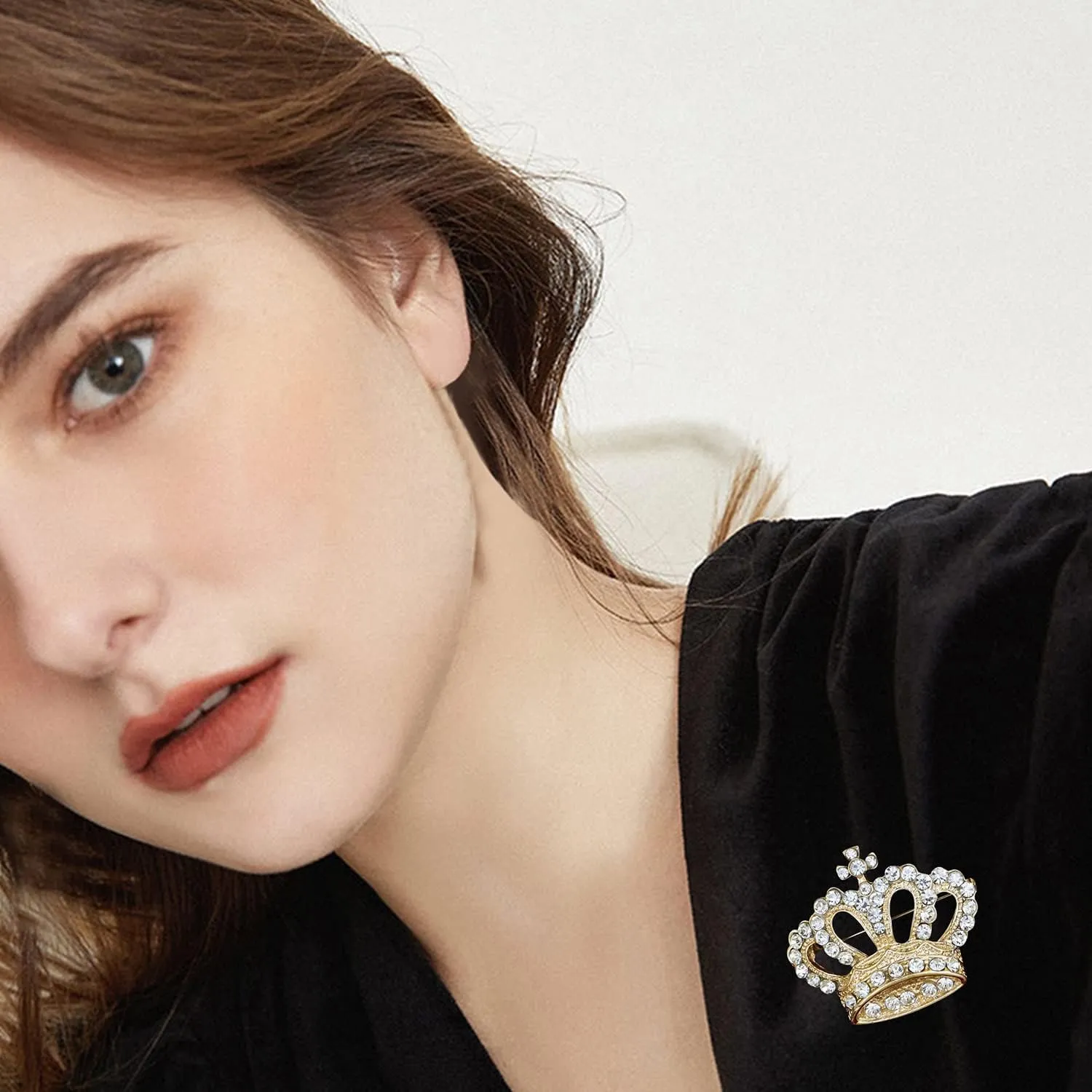 Crystal Rhinestone Princess Queen Brooch Pin Tiara Crown Brooches for Women Tiara for Wedding Party/Banquet/Birthday
