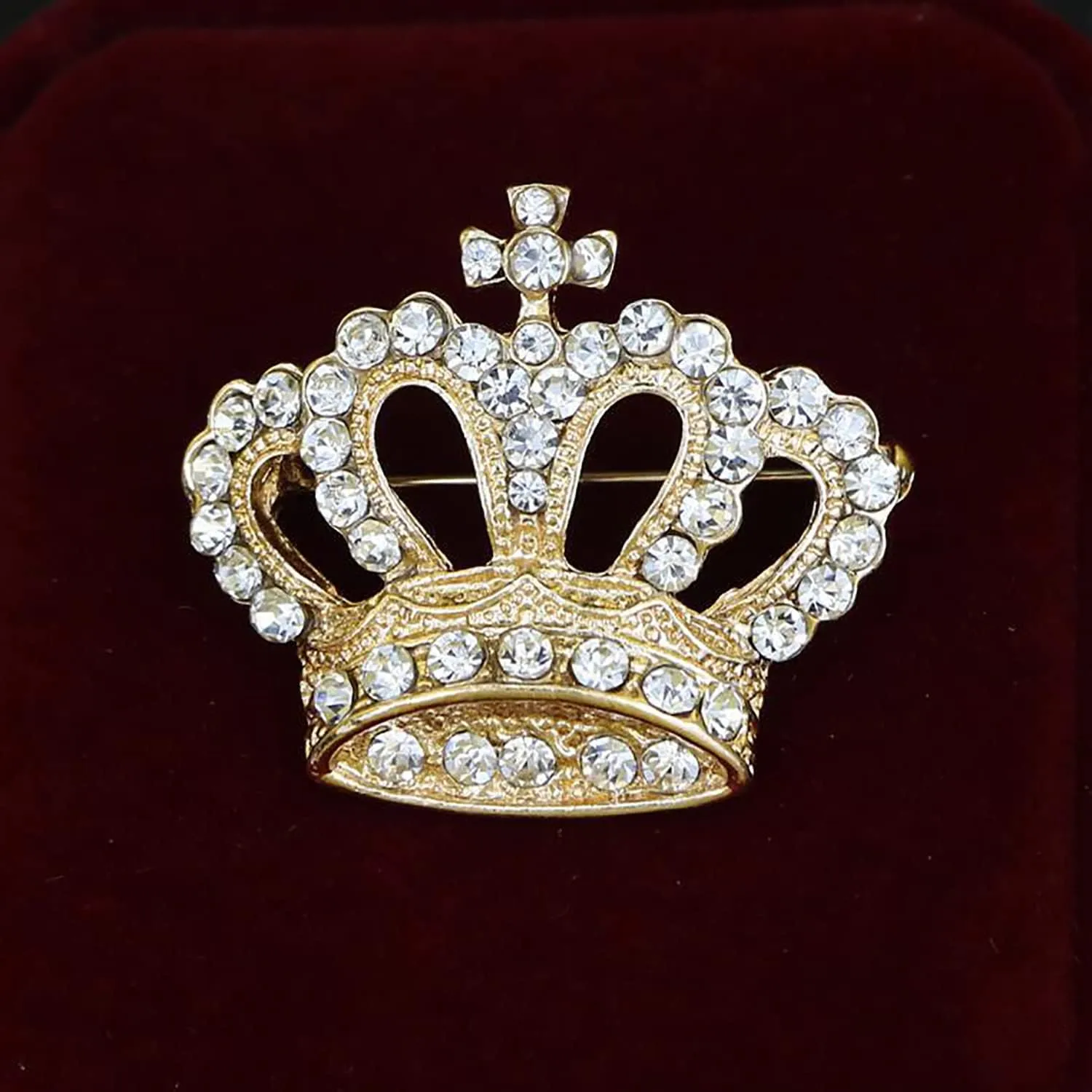 Crystal Rhinestone Princess Queen Brooch Pin Tiara Crown Brooches for Women Tiara for Wedding Party/Banquet/Birthday
