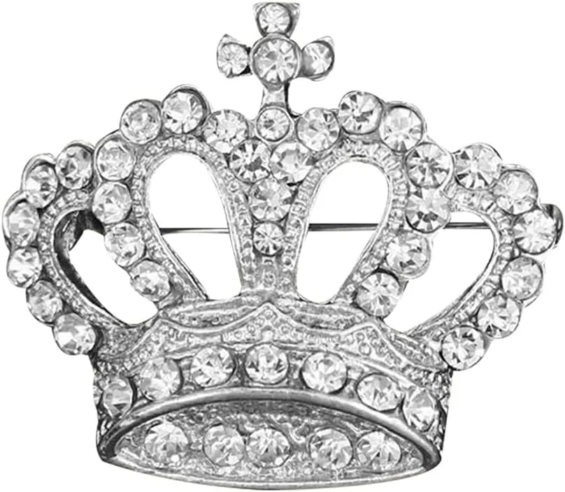 Crystal Rhinestone Princess Queen Brooch Pin Tiara Crown Brooches for Women Tiara for Wedding Party/Banquet/Birthday