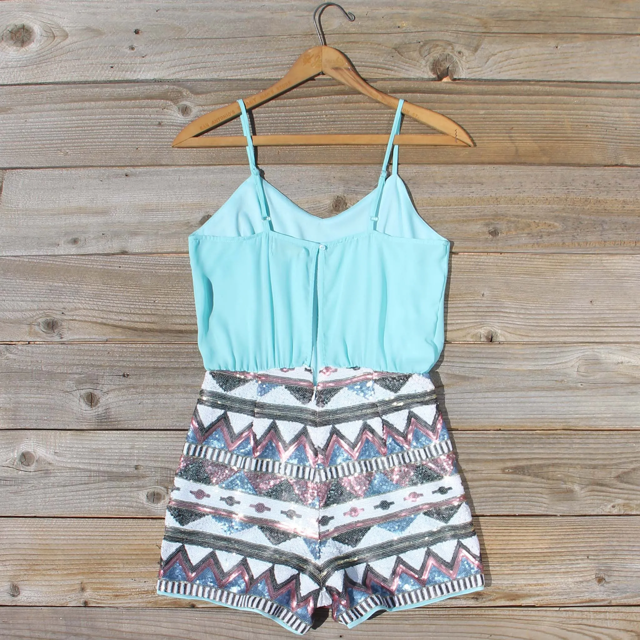 Crystal Wishes Romper in Turquoise