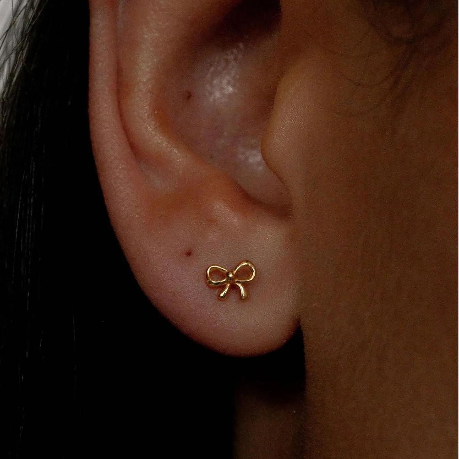 Dainty Bow Earrings for Women,14K Gold Plated Earrings,Hypoallergenic, Simple,Minimalist,Lightweight Earrings Jewelry Gifts for Birthday,Christmas -fightingtoge